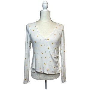 Self E Women's White Yellow Floral Top Size Extra Large